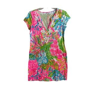 LILLY PULITZER Brewster dress ‘More‎ lovers Coral’ 100% Pima Cotton Size Small